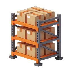 3D-Icon Lagerregal mit Pappkartons