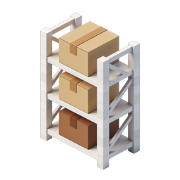 Warehouse Storage Rack with Cardboard Boxes Icon