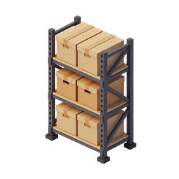 Warehouse Storage Rack with Cardboard Boxes Icon