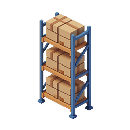 Icono isométrico de estantería de almacén | Estante de cajas 3D