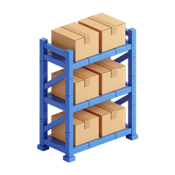 Icône d'étagère de stockage d'entrepôt avec boîtes en carton