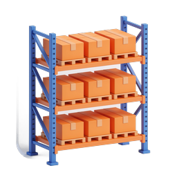 Warehouse Storage Shelf with Boxes 3D Icon