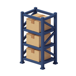Warehouse Shelving Unit with Cardboard Boxes Icon
