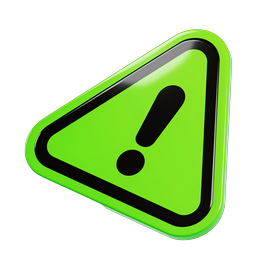 Warning Alert Triangle Icon - 3D Green Caution Sign