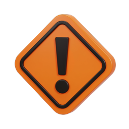 3D Warning Alert Icon - Orange Diamond Caution Symbol