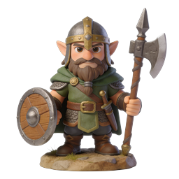 Fantasy Warrior Character 3D Icon with Axe and Shield