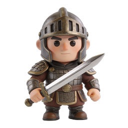 Chibi Warrior Knight Character 3D Render Icon