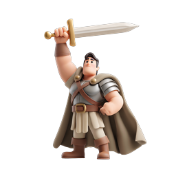 Brave Medieval Warrior Knight with Sword Icon
