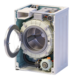 Washing Machine Internal Cutaway 3D Icon | Appliance Parts