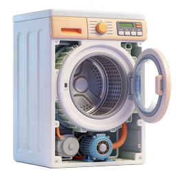 Washing Machine Cutaway 3D Icon | Appliance Internal View