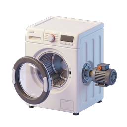 Washing Machine Icon - 3D Rendered Home Appliance
