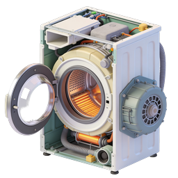Washing Machine Internal Cross-Section 3D Icon