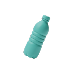 Turquoise 3D Water Bottle Clay Icon for Hydration Apps