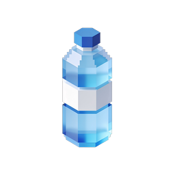 Icona 3D bottiglia d'acqua isometrica - Design idratazione blu