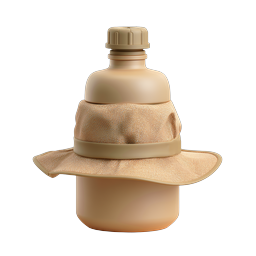 Water Bottle with Sun Hat Icon | Outdoor Adventure 3D
