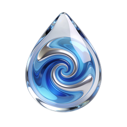 Crystal Blue Water Droplet Swirl Icon | 3D Realistic