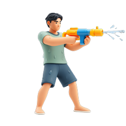 3D Clay-Style Water Gun Battle Character Icon