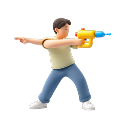 Water Gun Character Icon - 3D Clay Style Boy
