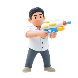 3D Water Gun Character - Playful Summer Toy Icon