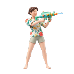 Woman with Water Gun - Summer Fun 3D Icon