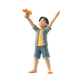 Joyful Water Gun Character Icon - Summer Fun 3D