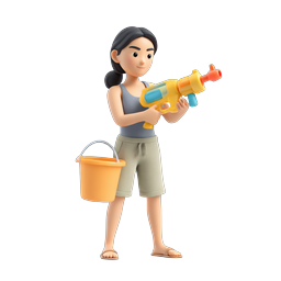 Water Gun Girl 3D Character Icon for Summer Festivals