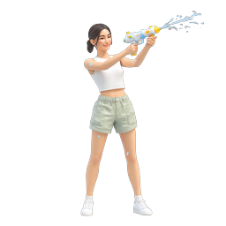 Water Gun Girl 3D Character Summer Fun Icon