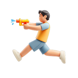 3D Clay Water Gun Runner Icon - Summer Fun Character