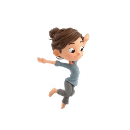 3D Girl Jumping Through Water Ring - Playful Character Icon