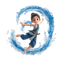 Water Martial Arts Icon - Dynamic Elemental Warrior
