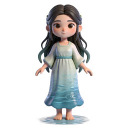 水の精霊の少女3Dクレイキャラクターアイコン | ファンタジーアート