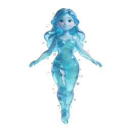 Water Spirit Girl - 3D Aquatic Character Icon