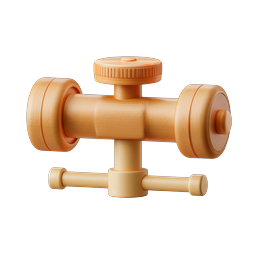 3D Water Valve Control Icon - Plumbing & Pipe Fitting