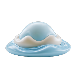 3D Clay Water Wave Icon | Glossy Aquatic Blob
