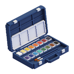 Watercolor Paint Set Isometric Icon - Art Supplies