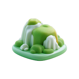 3D Waterfall Nature Icon - Mossy Rocks & Cascading Water