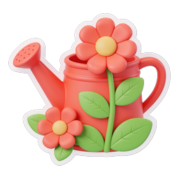 Watering Can with Flowers - Garden 3D Icon