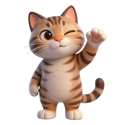 Adorable Waving Cat Icon for Friendly Communication