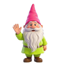 Friendly Waving Gnome 3D Character Icon
