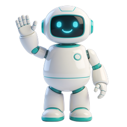 Friendly Waving Robot AI Assistant Icon - 3D Render