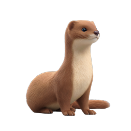 Cute 3D Weasel Icon - Realistic Wildlife Illustration