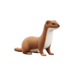 3D Weasel Animal Icon - Realistic Wildlife Illustration