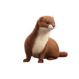 Realistic 3D Weasel Icon - Cute Wildlife Animal Illustration