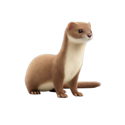 Realistic Weasel 3D Icon - Wildlife Animal Illustration