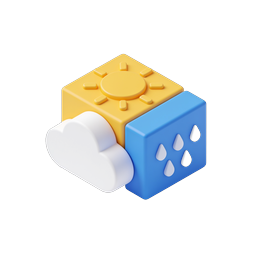 Weather Forecast 3D Icon - Sun, Rain & Cloud