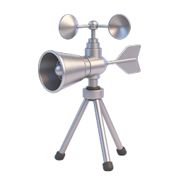Weather Station Anemometer 3D Icon - Wind Vane Instrument