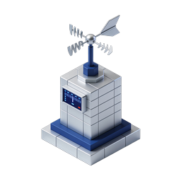 3D Isometric Weather Station Icon with Digital Display
