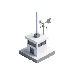 ไอคอน 3D สถานีตรวจอากาศแบบ Isometric สำหรับแอปและแดชบอร์ด