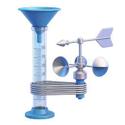 Weather Station Rain Gauge Icon - 3D Meteorological Tool
