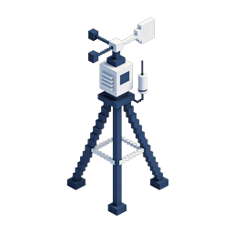 Isometric Weather Station Icon - 3D Voxel Style